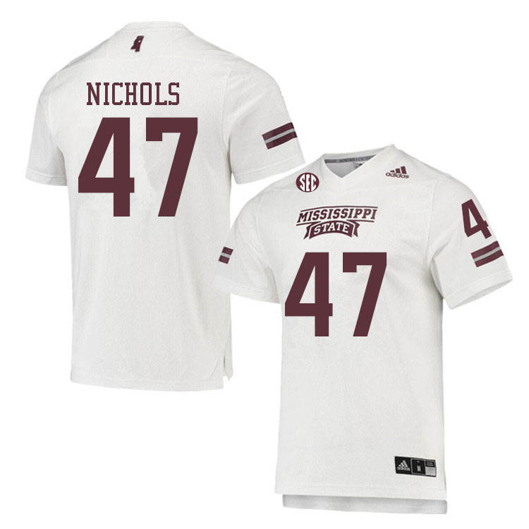 Men #47 Marshall Nichols Mississippi State Bulldogs College Football Jerseys Sale-White